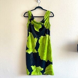 Y2K Jodi Michaels Brat Summer Green Black Cowl Mini Dress Womens Size 6